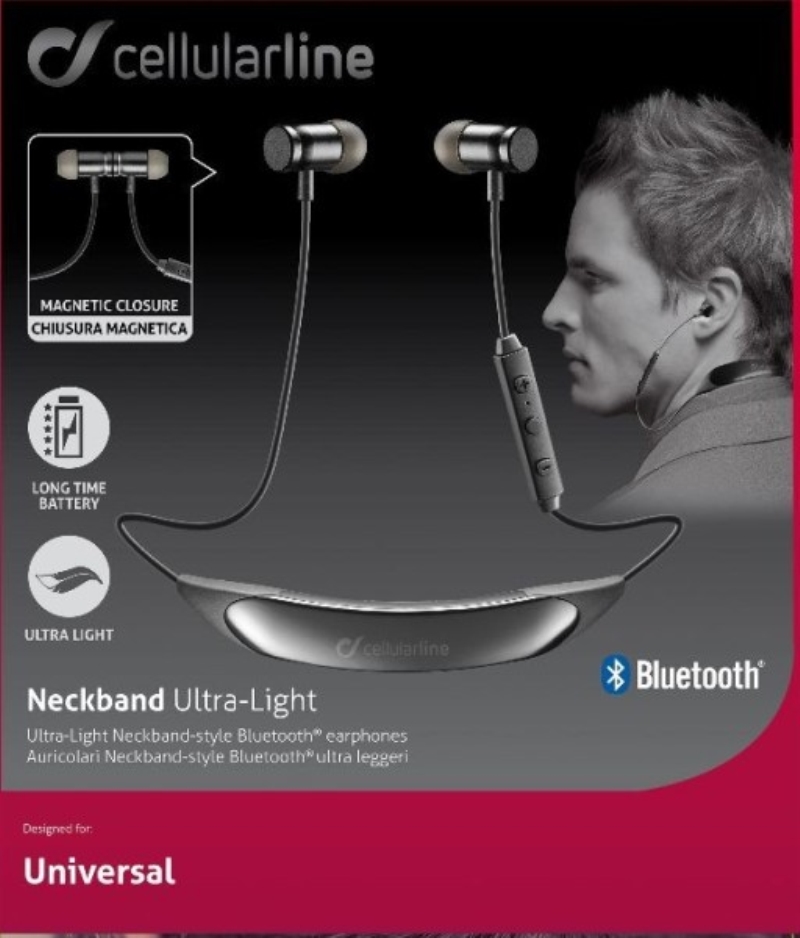 CELLULARLINE Auricolari in-ear Cellular Line Neckband Ultra Light bluetooth nero